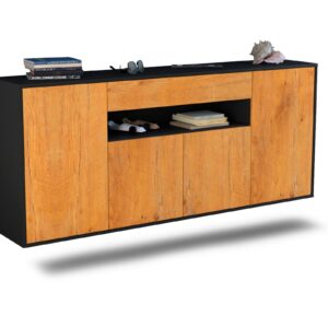 Sideboard Lansing | hängend | Korpus Anthrazit | Front in Eiche Holz Optik | 180x79x35cm (BxHxT)