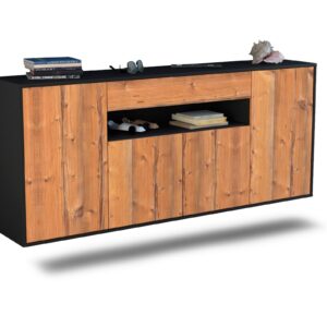 Sideboard Lansing | hängend | Korpus Anthrazit | Front in Pinie Holz Optik | 180x79x35cm (BxHxT)