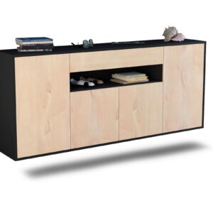 Sideboard Lansing | hängend | Korpus Anthrazit | Front in Zeder Holz Optik | 180x79x35cm (BxHxT)