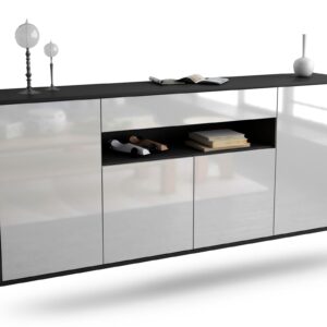 Sideboard Lansing | hängend | Korpus Anthrazit | Front in Hochglanz Weiß | 180x79x35cm (BxHxT)
