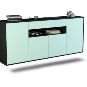 Sideboard Lansing | hängend | Korpus Anthrazit | Front in Mint | 180x79x35cm (BxHxT)