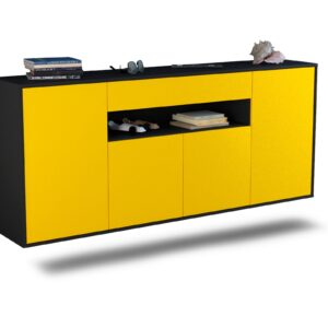 Sideboard Lansing | hängend | Korpus Anthrazit | Front in Gelb | 180x79x35cm (BxHxT)