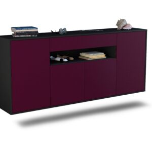 Sideboard Lansing | hängend | Korpus Anthrazit | Front in Lila | 180x79x35cm (BxHxT)