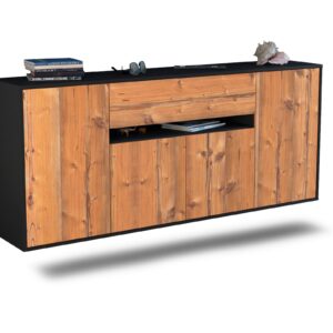 Sideboard Flint | hängend | Korpus Anthrazit | Front in Pinie Holz Optik | 180x79x35cm (BxHxT)