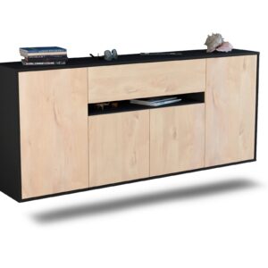 Sideboard Flint | hängend | Korpus Anthrazit | Front in Zeder Holz Optik | 180x79x35cm (BxHxT)