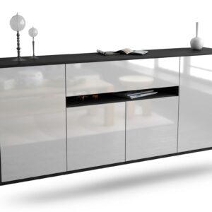 Sideboard Flint | hängend | Korpus Anthrazit | Front in Hochglanz Weiß | 180x79x35cm (BxHxT)