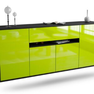 Sideboard Flint | hängend | Korpus Anthrazit | Front in Hochglanz Grün | 180x79x35cm (BxHxT)