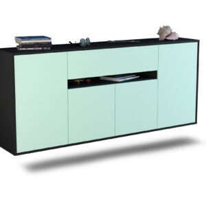 Sideboard Flint | hängend | Korpus Anthrazit | Front in Mint | 180x79x35cm (BxHxT)