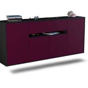 Sideboard Flint | hängend | Korpus Anthrazit | Front in Lila | 180x79x35cm (BxHxT)