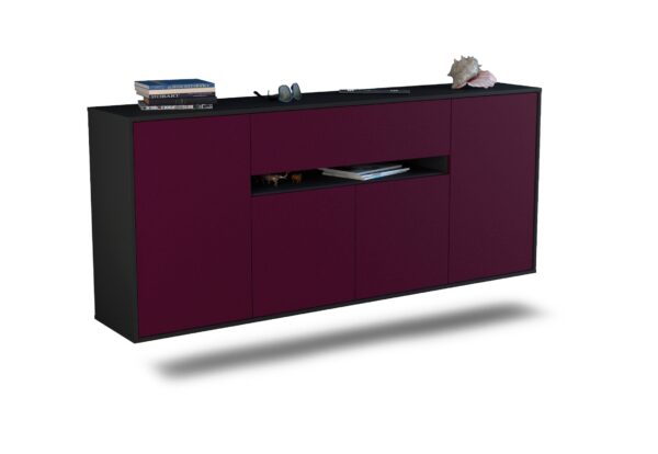 Sideboard Flint | hängend | Korpus Anthrazit | Front in Lila | 180x79x35cm (BxHxT)