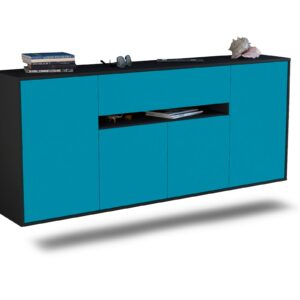 Sideboard Flint | hängend | Korpus Anthrazit | Front in Türkis | 180x79x35cm (BxHxT)
