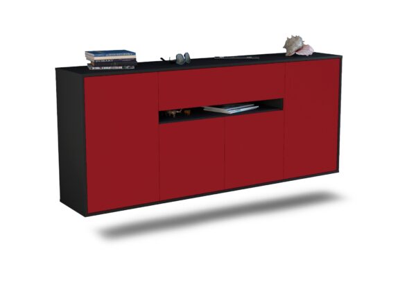 Sideboard Flint | hängend | Korpus Anthrazit | Front in Bordeaux | 180x79x35cm (BxHxT)