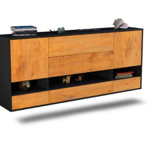 Sideboard Lafayette | hängend | Korpus Anthrazit | Front in Eiche Holz Optik | 180x79x35cm (BxHxT)