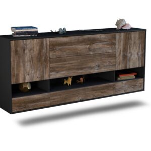 Sideboard Lafayette | hängend | Korpus Anthrazit | Front in Treibholz Holz Optik | 180x79x35cm (BxHxT)