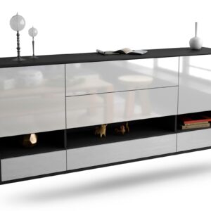 Sideboard Lafayette | hängend | Korpus Anthrazit | Front in Hochglanz Weiß | 180x79x35cm (BxHxT)