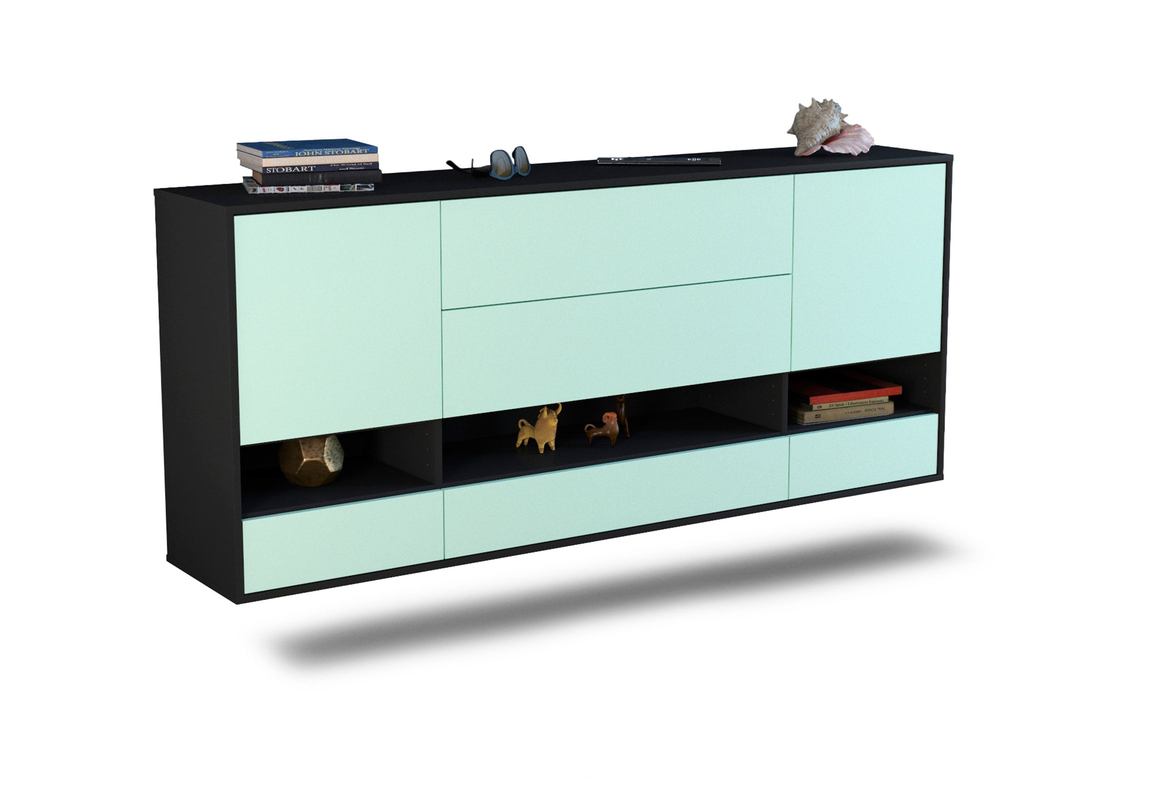 Sideboard Lafayette | hängend | Korpus Anthrazit | Front in Mint | 180x79x35cm (BxHxT) 1 Sideboard Lafayette | hängend | Korpus Anthrazit | Front in Mint | 180x79x35cm (BxHxT)