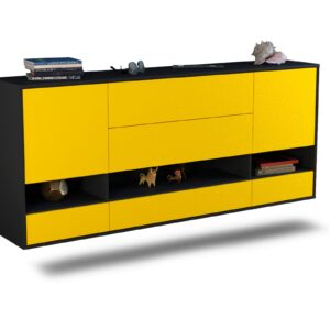 Sideboard Lafayette | hängend | Korpus Anthrazit | Front in Gelb | 180x79x35cm (BxHxT)
