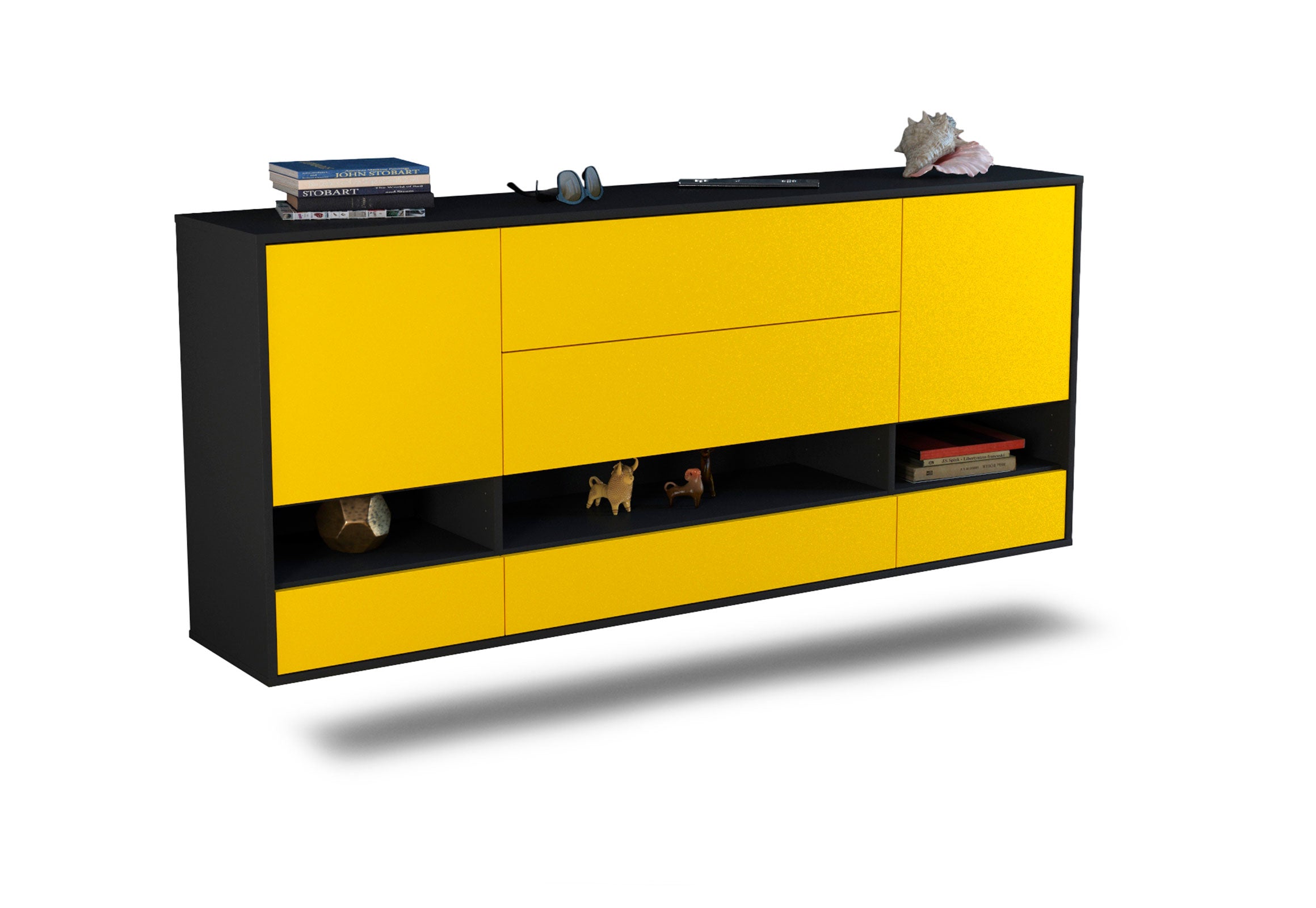 Sideboard Lafayette | hängend | Korpus Anthrazit | Front in Gelb | 180x79x35cm (BxHxT) 1 Sideboard Lafayette | hängend | Korpus Anthrazit | Front in Gelb | 180x79x35cm (BxHxT)