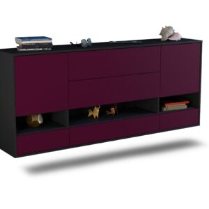 Sideboard Lafayette | hängend | Korpus Anthrazit | Front in Lila | 180x79x35cm (BxHxT)