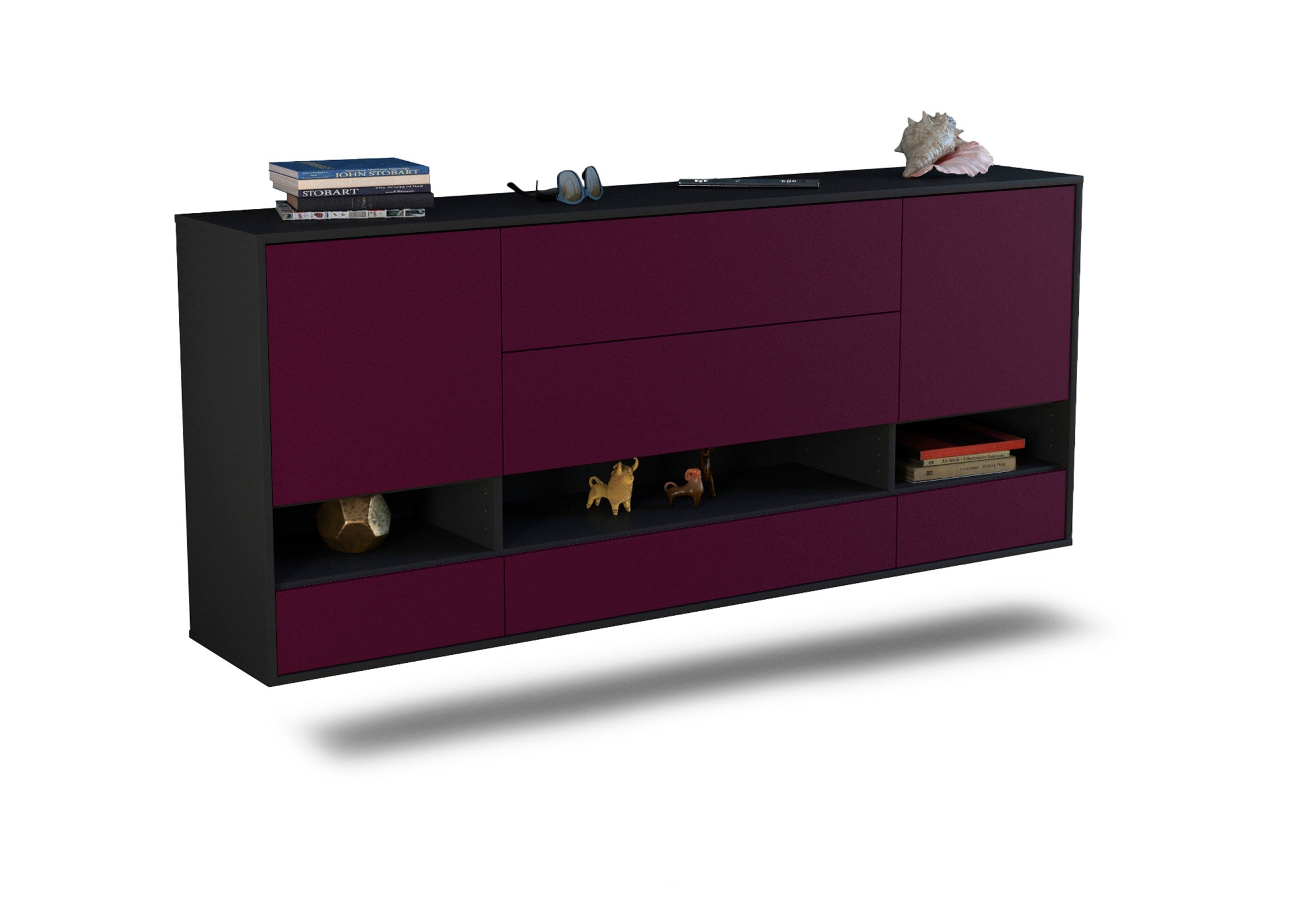 Sideboard Lafayette | hängend | Korpus Anthrazit | Front in Lila | 180x79x35cm (BxHxT) 1 Sideboard Lafayette | hängend | Korpus Anthrazit | Front in Lila | 180x79x35cm (BxHxT)