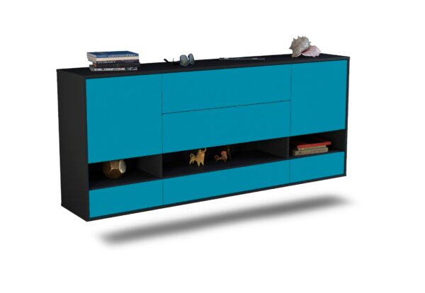 Sideboard Lafayette | hängend | Korpus Anthrazit | Front in Türkis | 180x79x35cm (BxHxT)