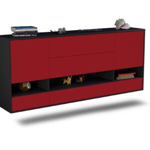 Sideboard Lafayette | hängend | Korpus Anthrazit | Front in Bordeaux | 180x79x35cm (BxHxT)