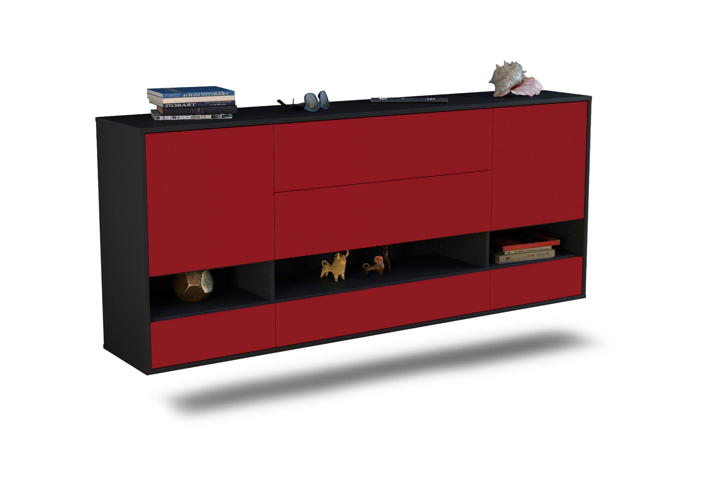 Sideboard Lafayette | hängend | Korpus Anthrazit | Front in Bordeaux | 180x79x35cm (BxHxT) 1 Sideboard Lafayette | hängend | Korpus Anthrazit | Front in Bordeaux | 180x79x35cm (BxHxT)