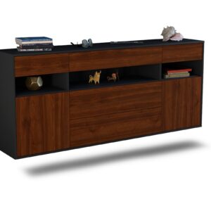 Sideboard Inglewood | hängend | Korpus Anthrazit | Front in Walnuss Holz Optik | 180x79x35cm (BxHxT)