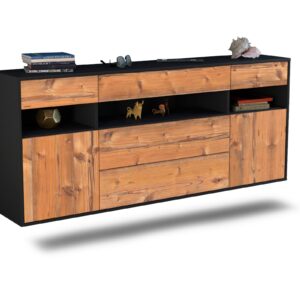 Sideboard Inglewood | hängend | Korpus Anthrazit | Front in Pinie Holz Optik | 180x79x35cm (BxHxT)
