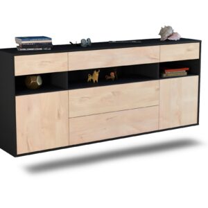 Sideboard Inglewood | hängend | Korpus Anthrazit | Front in Zeder Holz Optik | 180x79x35cm (BxHxT)
