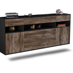 Sideboard Inglewood | hängend | Korpus Anthrazit | Front in Treibholz Holz Optik | 180x79x35cm (BxHxT)