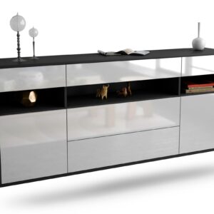Sideboard Inglewood | hängend | Korpus Anthrazit | Front in Hochglanz Weiß | 180x79x35cm (BxHxT)
