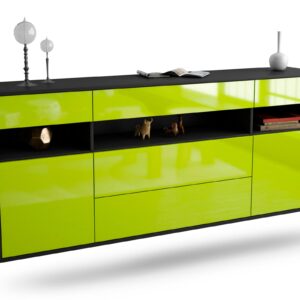 Sideboard Inglewood | hängend | Korpus Anthrazit | Front in Hochglanz Grün | 180x79x35cm (BxHxT)