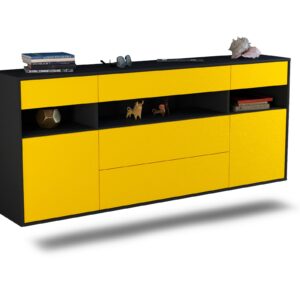 Sideboard Inglewood | hängend | Korpus Anthrazit | Front in Gelb | 180x79x35cm (BxHxT)
