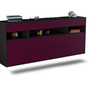 Sideboard Inglewood | hängend | Korpus Anthrazit | Front in Lila | 180x79x35cm (BxHxT)