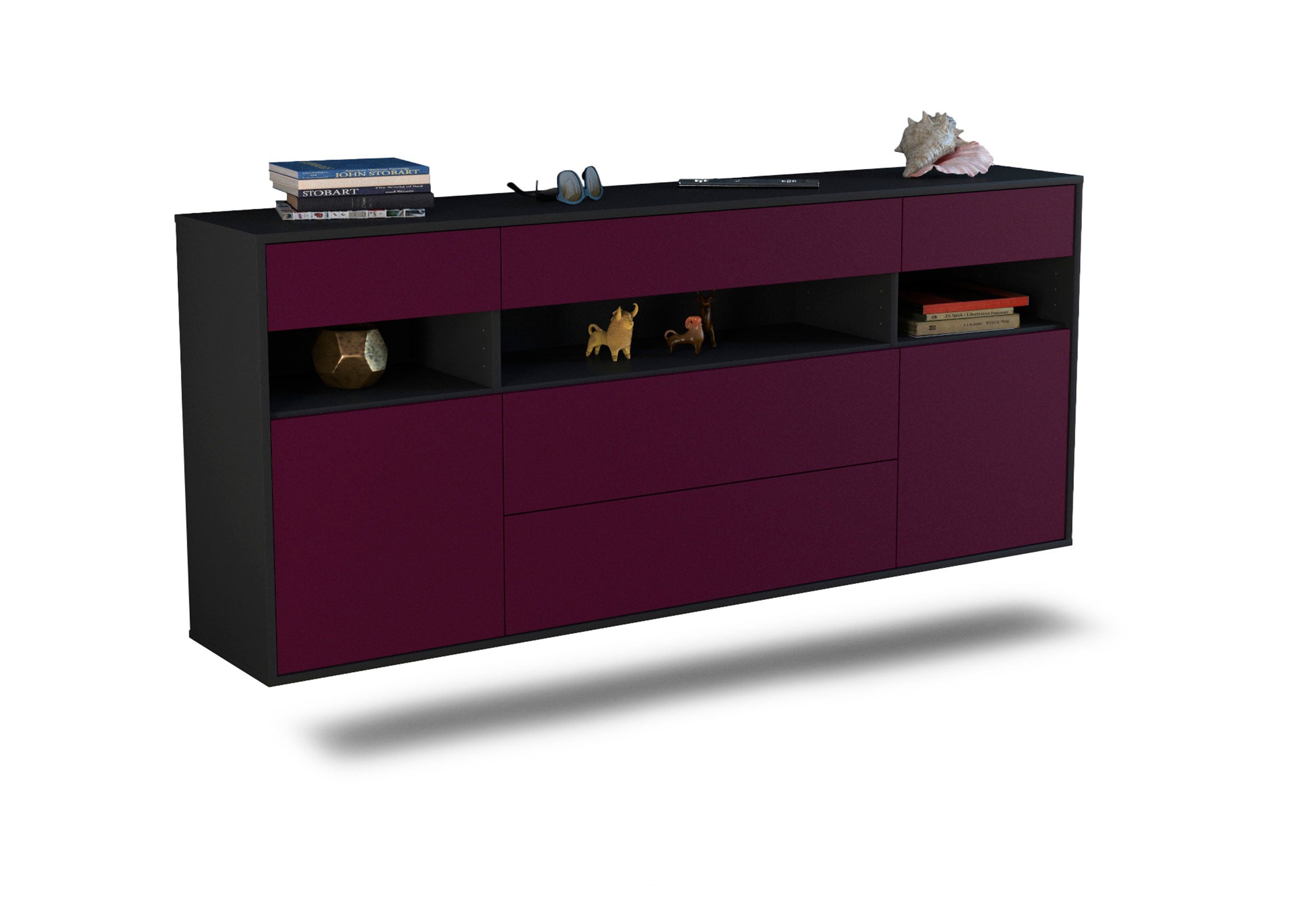 Sideboard Inglewood | hängend | Korpus Anthrazit | Front in Lila | 180x79x35cm (BxHxT) 1 Sideboard Inglewood | hängend | Korpus Anthrazit | Front in Lila | 180x79x35cm (BxHxT)