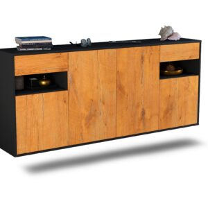 Sideboard Killeen | hängend | Korpus Anthrazit | Front in Eiche Holz Optik | 180x79x35cm (BxHxT)