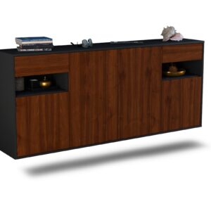 Sideboard Killeen | hängend | Korpus Anthrazit | Front in Walnuss Holz Optik | 180x79x35cm (BxHxT)