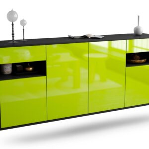 Sideboard Killeen | hängend | Korpus Anthrazit | Front in Hochglanz Grün | 180x79x35cm (BxHxT)