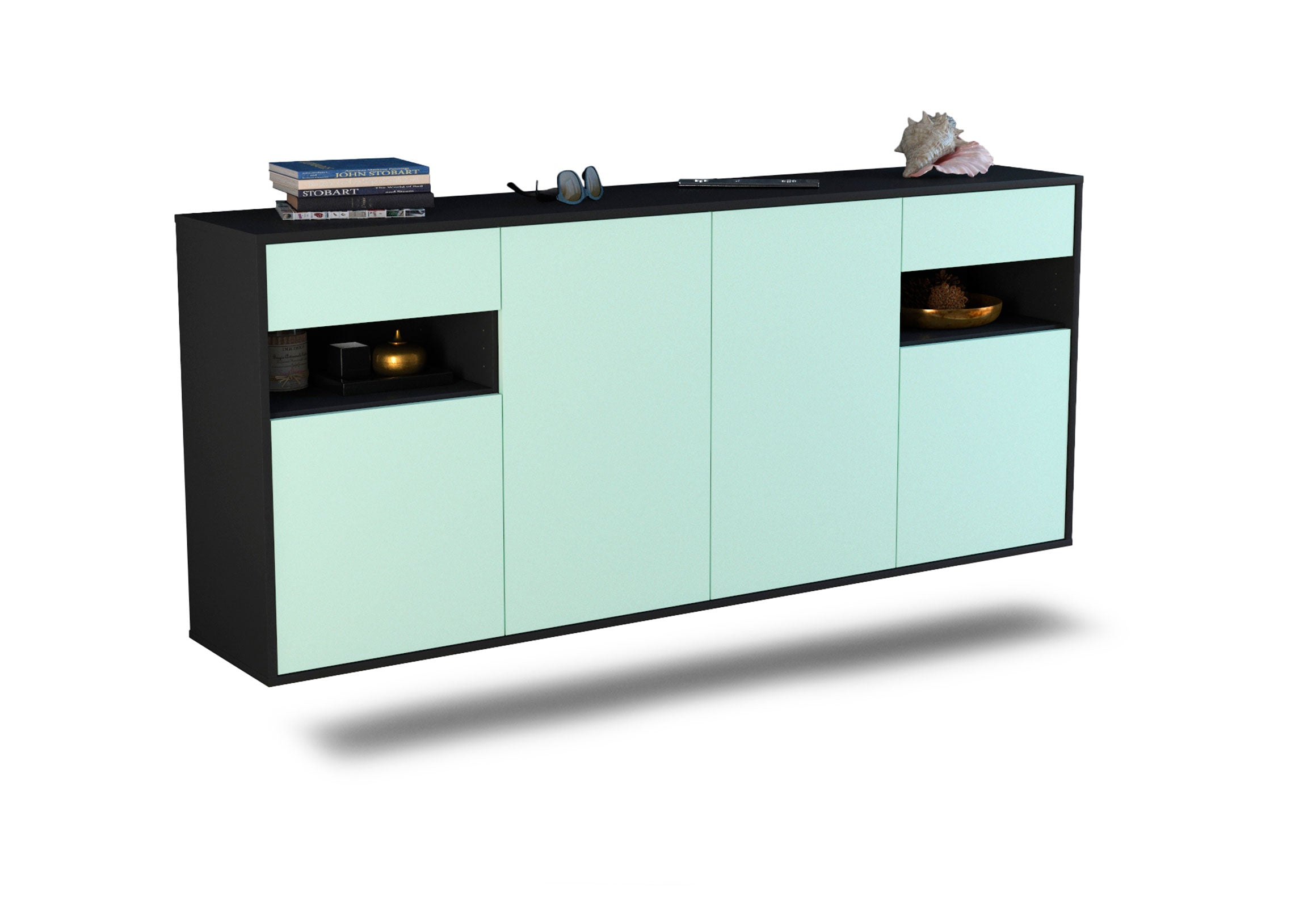 Sideboard Killeen | hängend | Korpus Anthrazit | Front in Mint | 180x79x35cm (BxHxT) 1 Sideboard Killeen | hängend | Korpus Anthrazit | Front in Mint | 180x79x35cm (BxHxT)