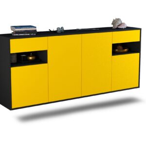 Sideboard Killeen | hängend | Korpus Anthrazit | Front in Gelb | 180x79x35cm (BxHxT)