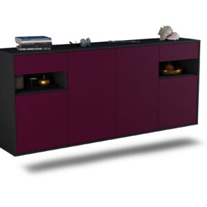Sideboard Killeen | hängend | Korpus Anthrazit | Front in Lila | 180x79x35cm (BxHxT)