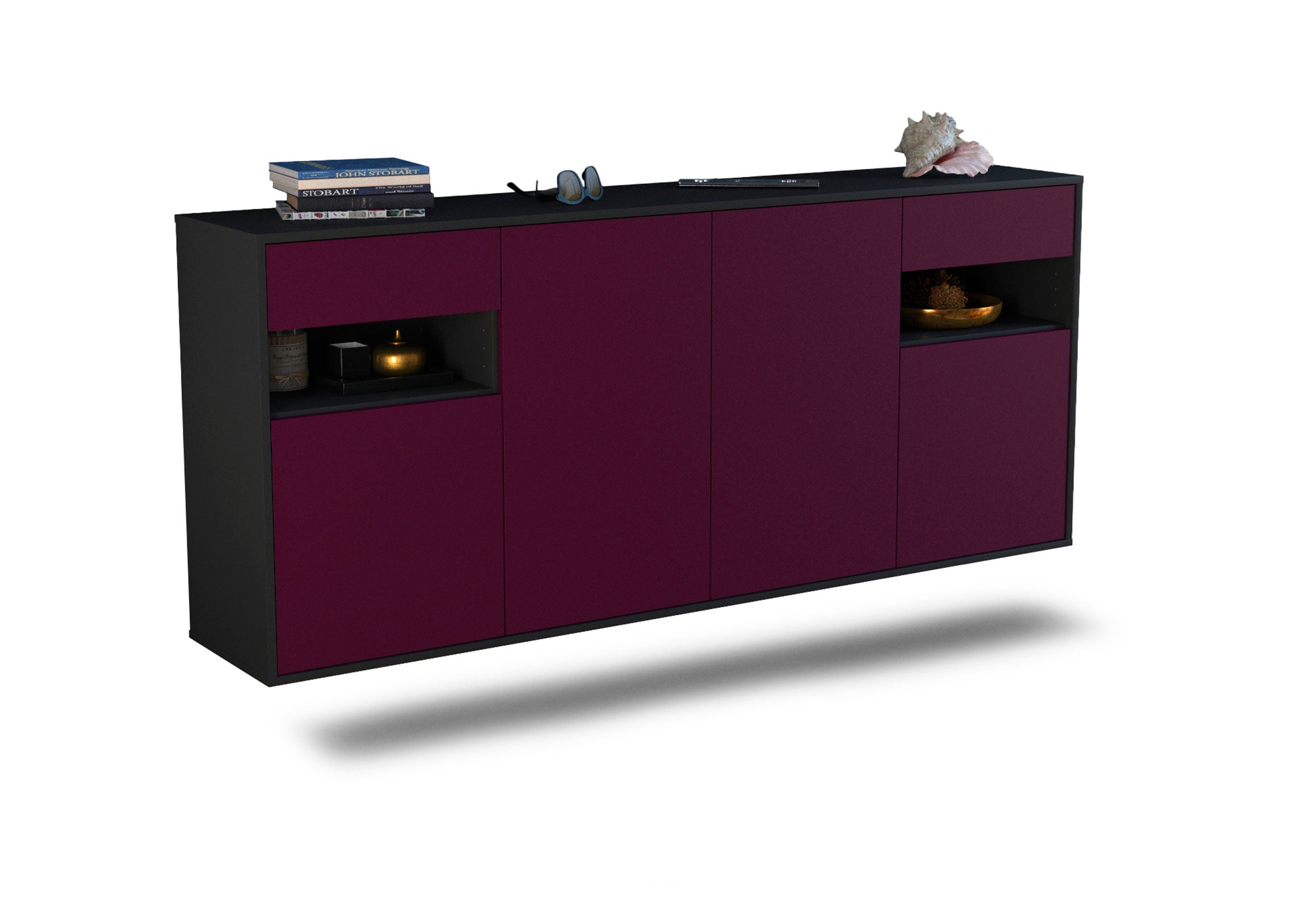 Sideboard Killeen | hängend | Korpus Anthrazit | Front in Lila | 180x79x35cm (BxHxT) 1 Sideboard Killeen | hängend | Korpus Anthrazit | Front in Lila | 180x79x35cm (BxHxT)