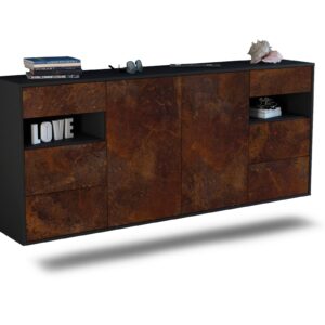 Sideboard Thornton | hängend | Korpus Anthrazit | Front in Rost Optik | 180x79x35cm (BxHxT)