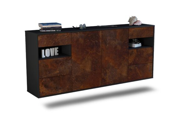 Sideboard Thornton | hängend | Korpus Anthrazit | Front in Rost Optik | 180x79x35cm (BxHxT)