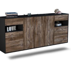 Sideboard Thornton | hängend | Korpus Anthrazit | Front in Treibholz Holz Optik | 180x79x35cm (BxHxT)
