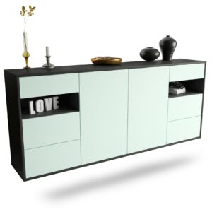 Sideboard Thornton | hängend | Korpus Anthrazit | Front in Mint | 180x79x35cm (BxHxT)