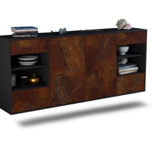 Sideboard Independence | hängend | Korpus Anthrazit | Front in Rost Optik | 180x79x35cm (BxHxT)