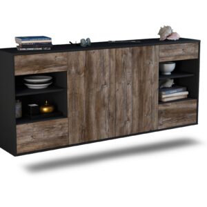 Sideboard Independence | hängend | Korpus Anthrazit | Front in Treibholz Holz Optik | 180x79x35cm (BxHxT)