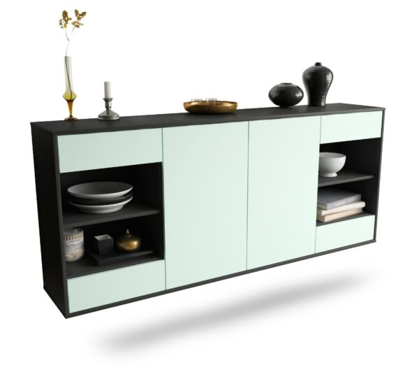 Sideboard Independence | hängend | Korpus Anthrazit | Front in Mint | 180x79x35cm (BxHxT)